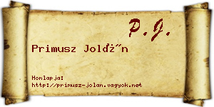 Primusz Jolán névjegykártya